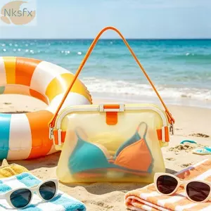 Túi đựng đồ chống nước NKSFX, Túi đeo vai silicon mờ trong suốt Snap Clasp, Túi bơi có thể gập lại chống nước nhẹ di động Bể bơi