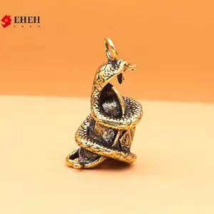 Tượng rắn bằng đồng cổ Tượng nhỏ Tượng nhỏ Cung hoàng đạo Động vật trang trí bàn trang trí Đồ trang trí Đồng thủ công Mặt dây chuyền VN