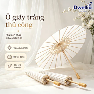 Dù Giấy Cổ Điển Nan Tre - Màu Trắng Tinh Khôi, Chắc Chắn, Phụ Kiện Lý Tưởng Cho Ảnh Cưới & Cosplay