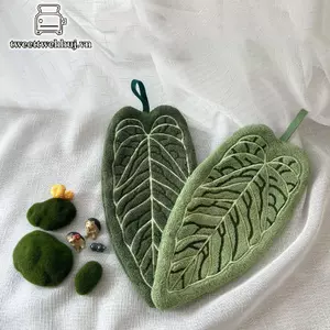 Tweeduj Khăn Treo Tay Hình Lá Mềm Lông Cừu San Hô Khăn Trà Siêu Thấm Hút Tắm & Khăn Nhà Bếp Khăn Trang Trí Trang Trí Nhà VN