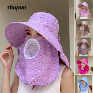 SHUPUN Sunhat, Mặt Và Cổ Rộng Vành Chống Nắng, Mũ Chống Tia UV Thông Thường Ngoài Trời