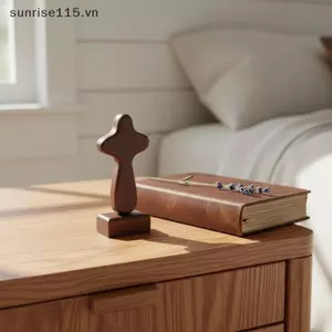 SRVN Vintage Gỗ Thánh Giá Có Chân Đế Từ Tính Trang Trí Bàn Thủ Công Tượng Tôn Giáo Quà Tặng Nhà Thờ Trang Trí Cầu Nguyện Di Động.