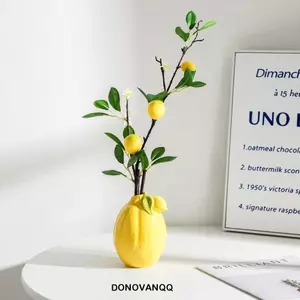 DONOVANQQ Bình Lựu chanh, Hộp đựng hoa thủy canh sáng tạo bằng gốm sứ, Hộp đựng sắp xếp hoa Mô phỏng dễ thương Bình hoa thủ công mỹ nghệ Chai hương liệu