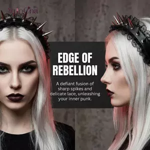 AqToCna Gothic Punk Cho Bé Gái Ren Đinh Tán Băng Đô Quấn Tóc Trang Phục Hóa Trang Độc Đáo Phụ Kiện Đảng Đạo Cụ Nữ Quà Tặng AqToCna