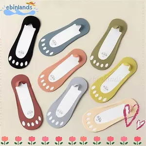 EBINLANDS 1 Đôi Tất Vô Hình, Vớ Thuyền Nữ Silicon Thoáng Khí Chống Trơn Trượt, Màu Trơn Thoải Mái Lỗ Ngón Chân Mỏng Tách Biệt Tất Mùa Hè