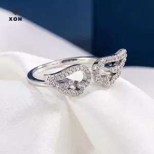 Nhẫn có thể điều chỉnh đôi cánh thiên thần dành cho nữ Micro Inlay Thiết kế rỗng Quà tặng trang sức thời trang độc đáo cho bữa tiệc và trang phục hàng ngày [Mina]