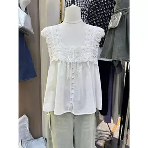Mùa Hè 2026 Phong Cách Hàn Quốc Vải Lanh Cotton Ren Khâu Áo Rời Giảm Tuổi Đi Lại Sang Trọng Bao Da Thịt Ôm Hơn Nhìn Phù Hợp Với Tay