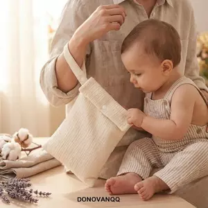 Túi đựng tã trẻ em DONOVANQQ, Túi đựng đồ du lịch di động Muslin Cotton Gạc, Nút chụp màu trơn Túi đựng mẹ đa năng nhẹ cho trẻ sơ sinh