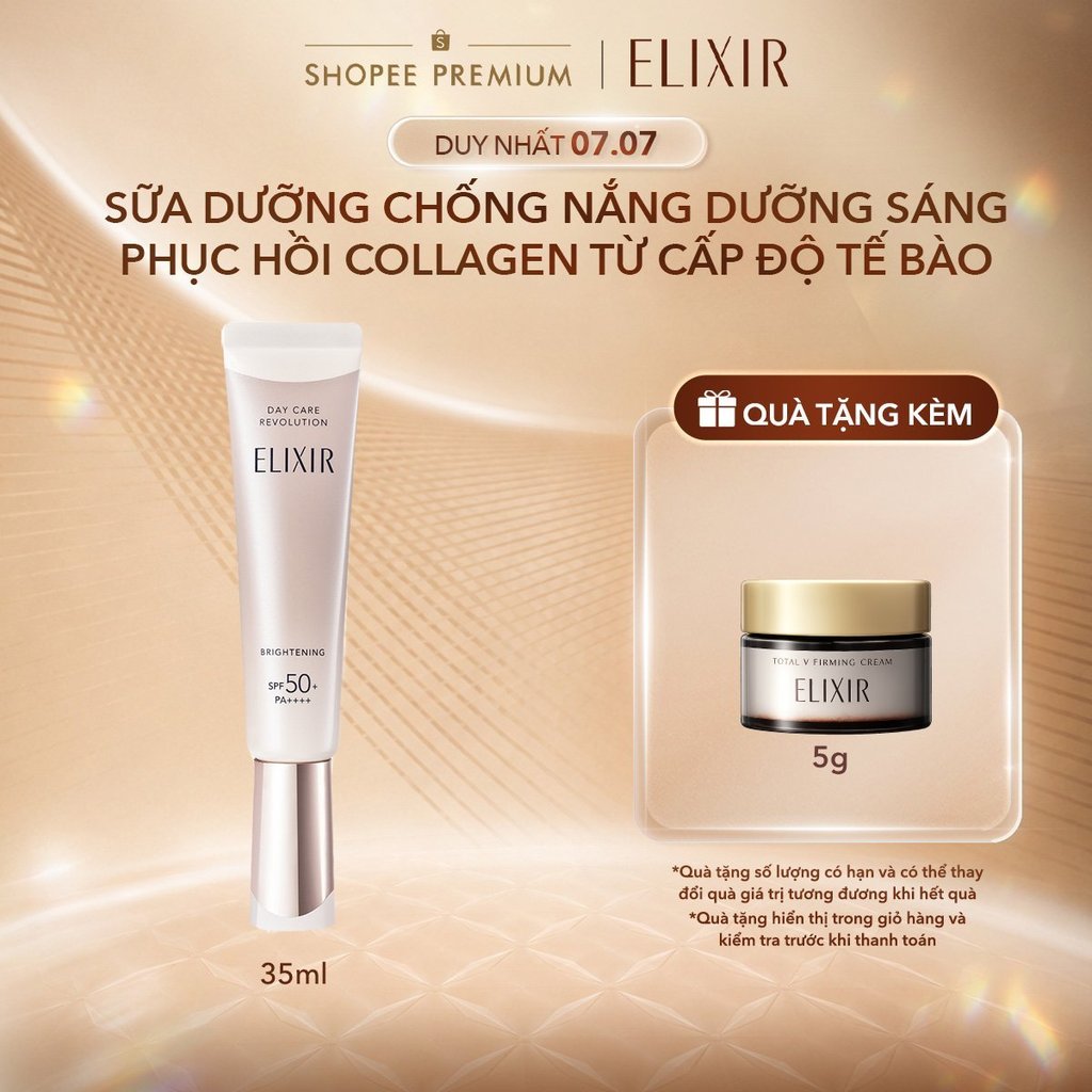 Sữa chống nắng dưỡng sáng phục hồi Collagen từ cấp độ tế bào - Elixir Day care Revolution SPF50+ 35ml
