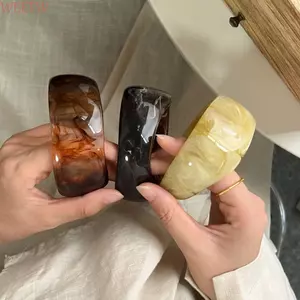 WEETW Acrylic Lắc Tay, Thiết Kế Thiểu Số Smudging Vòng Tay Rộng Không Đều, Dễ Thương Dopamine Phong Cách Châu Âu Bohemian Retro Vòng Tay Nữ