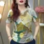 Áo thun ngắn tay cổ tròn in hình dành cho nữ mùa hè, thời trang và giản dị, thon gọn và giảm béo cho nữ