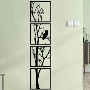 HELLOYOUNG 4 Cây Cú Nhánh Kim Loại Nghệ Thuật Treo Tường Tối Giản Treo Tường Đen Điêu Khắc Hiện Đại Trang Trí Nhà Cho Phòng Ngủ Học Văn Phòng Phòng Phòng Khách