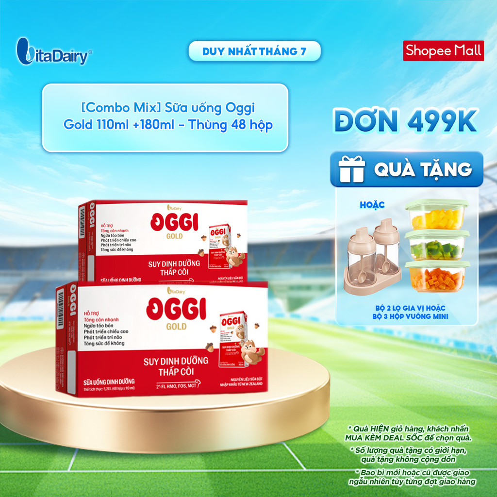 [COMBO MIX] Sữa uống dinh dưỡng Oggi Gold giúp bé suy dinh dưỡng, thấp còi 110ml+180ml - Thùng 48 hộp