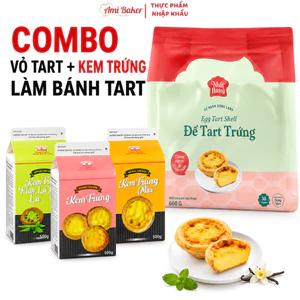 Vỏ Bánh Tart Gói 30 Cái Đế Nhôm Và Kem Trứng Nhất Hương 500g Có Thơm Ngon Tiện Lợi