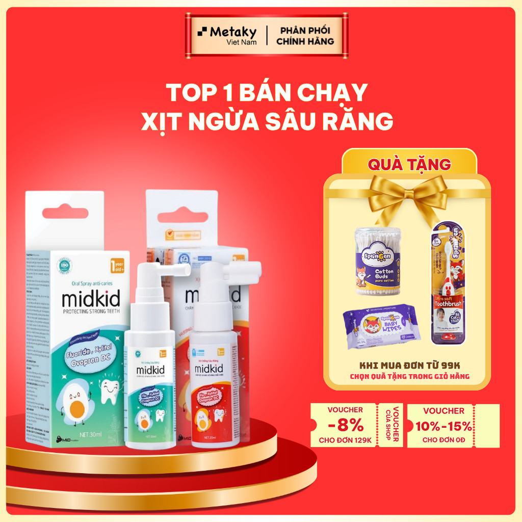 Xịt Răng Miệng Midkid 30ml Làm Sạch Và Bảo Vệ Men Răng Cho Bé Từ 1 Tuổi