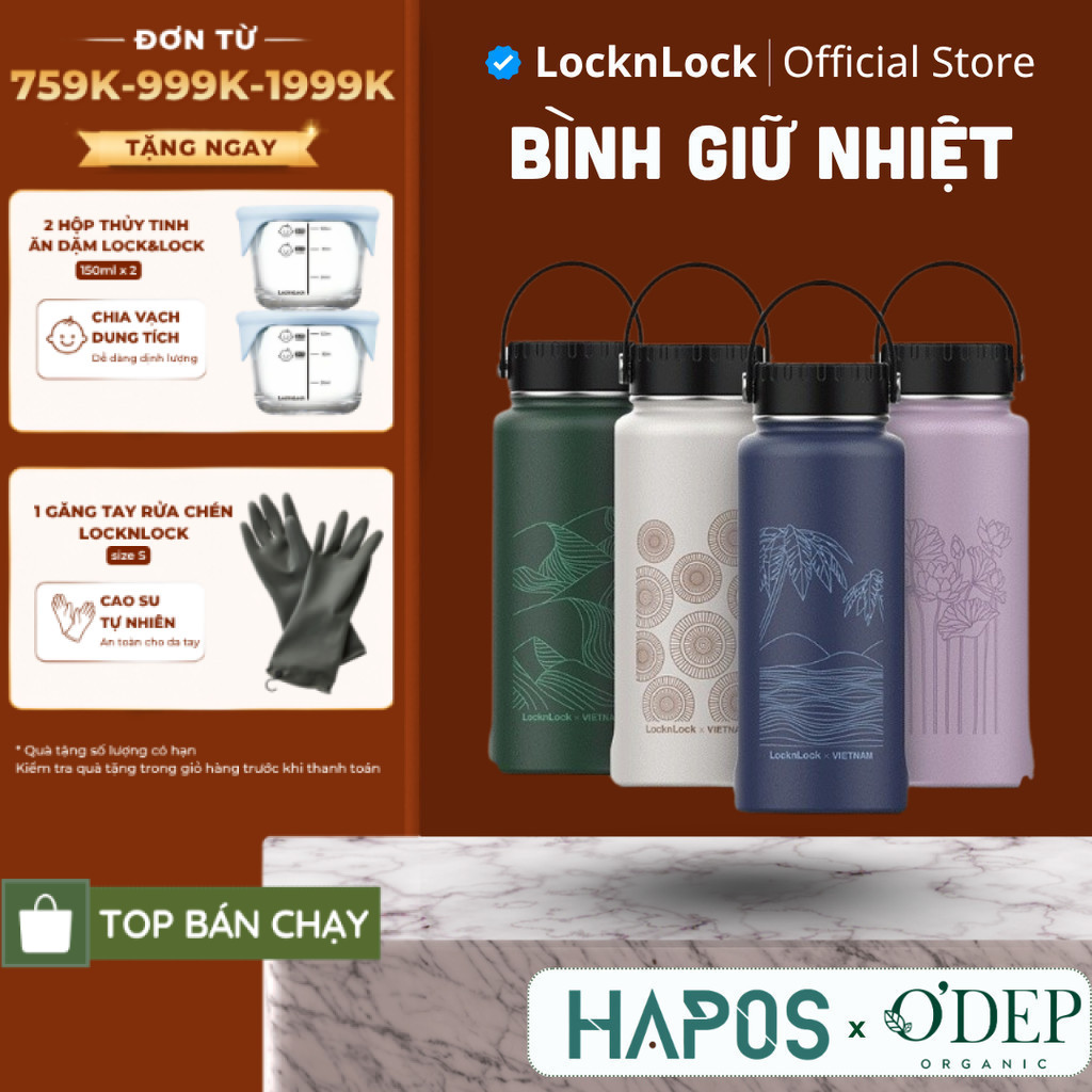 Bình giữ nhiệt LocknLock 897ml Chính hãng giữ nóng lạnh lâu phiên bản Vietnam Riga Tumbler LHC4160 - HAPOS LOF