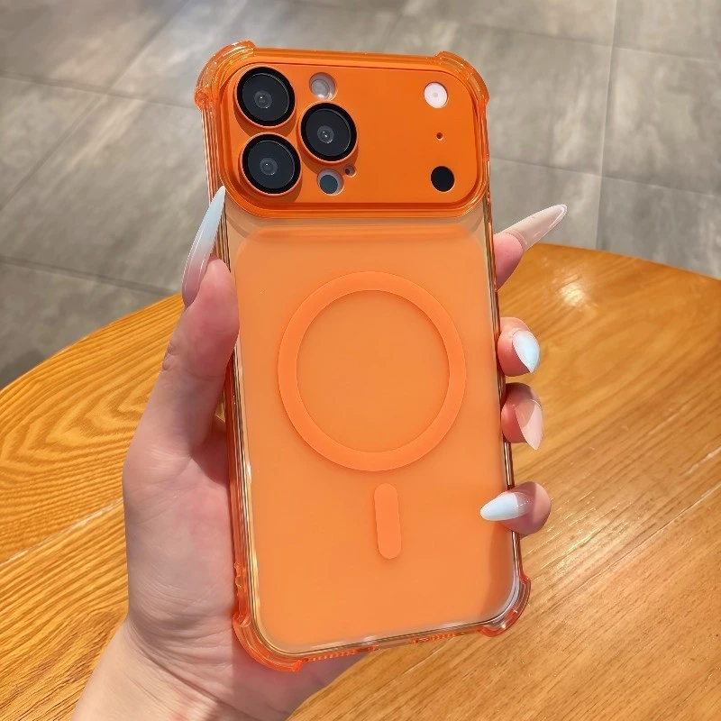 Ốp điện thoại iPhone sạc không dây màu đỏ Cherry sang trọng 18 17 16 15 14 13 12 11 Pro Max TPU Vỏ bảo vệ giảm xóc dày bốn góc có vỏ bảo vệ ống kính có thể tháo rời