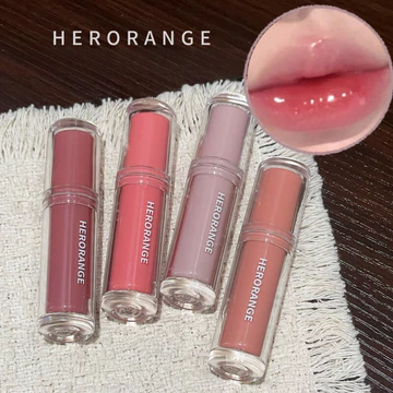 ❆ ❈ * HERORANGE Lip Gloss Glass Lips Đào Màu hoa hồng trong suốt Son môi màu sáng màu trong suốt Son môi khỏa thân