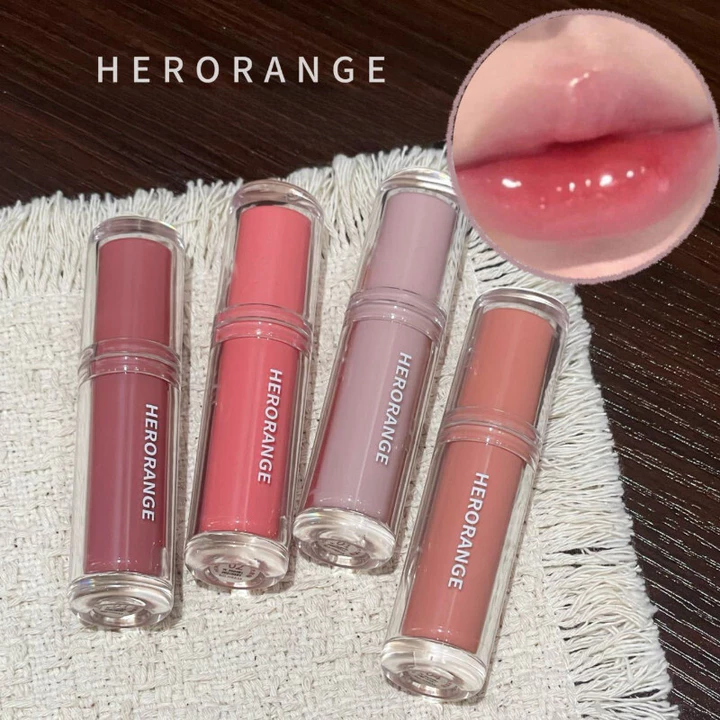 ❆ ❈ * HERORANGE Lip Gloss Glass Lips Đào Màu hoa hồng trong suốt Son môi màu sáng màu trong suốt Son môi khỏa thân