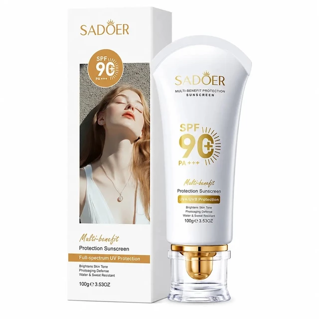 Kem chống nắng làm trắng da VN SADOER SPF90 + PA + + + Kem chống nắng dưỡng ẩm chống lão hóa 100g Kem chống nắng làm trắng SADOER SPF90 + PA + + + Chống tia cực tím UVB Làm sáng tông màu da 100g
