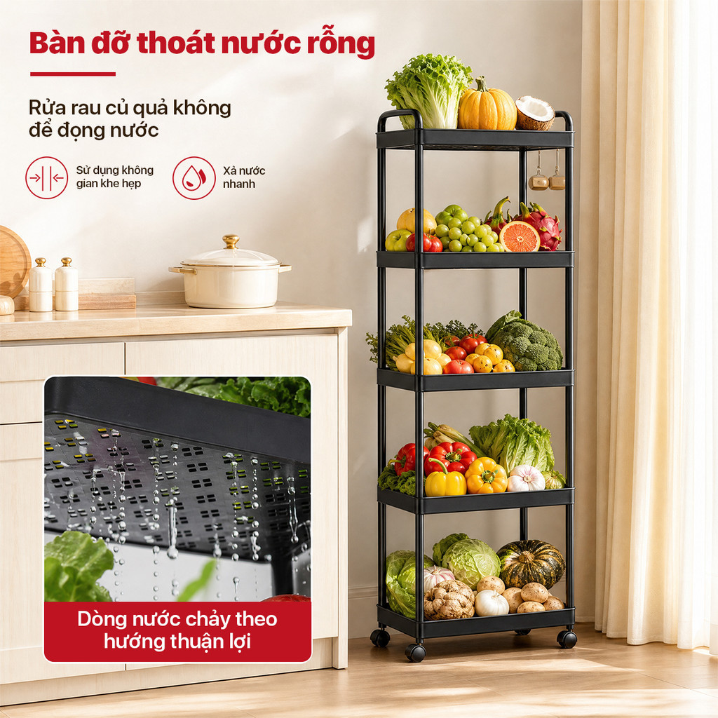 Kệ đựng đồ phòng tắm di động có bánh xe – phù hợp cho spa, phòng ngủ, phòng khách và nhà bếp | BigBuy360 - bigbuy360.vn