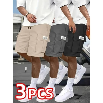 Bộ 3 - Quần Short Nam, Quần Short Rời Thường Ngày, Lựa Chọn Hoàn Hảo, Quần Short Bảo Hộ Lao Động Bỏ Túi Lớn, Quần Short Bảo Hộ Lao Động Mùa Hè Quần Năm Phần Tư Nam Ins Hợp Thời Trang Chân Thẳng Thường