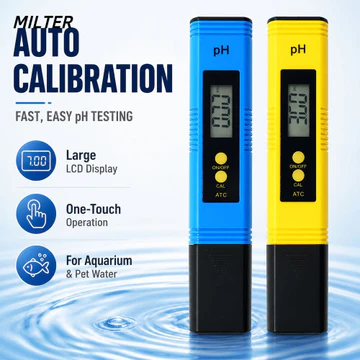 Máy kiểm tra độ pH nước MILTER, Màn hình LCD di động Máy đo pH kỹ thuật số, Chức năng hiệu chuẩn Tự động bù nhiệt độ Vỏ nhựa Bút đo pH Kiểm tra bể cá