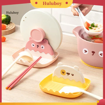 Huluboy| Nắp Nồi Tổ Chức Cho Nhà Bếp Mặt Bàn Chịu Nhiệt Nắp Giữ Hoạt Hình Gấu Nắp Nồi Thìa Nhựa Chống Trơn Trượt Dụng Cụ Nhà Bếp Tổ Chức Có Cho Mặt Bàn