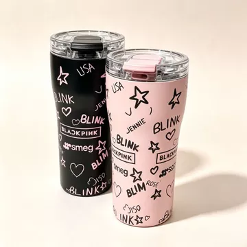 BLACKPINK Bình giữ nhiệt bằng thép không gỉ Cốc uống đôi Bình giữ nhiệt ngoại vi Cốc nước di động Giá trị cao Bình nước dung tích lớn Ống hút Cốc giữ nhiệt Bình giữ nhiệt Ice Master Cup