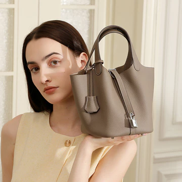 Women's Genuine Leather Handbag – Silver & metallic