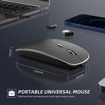 Chuột không dây có thể sạc lại USB C – Chế độ kép 2.4G với đầu thu Nano USB / Type C, Chuột không dây im lặng siêu mỏng cho PC / Mac / Laptop Chuột không dây USB C Im lặng không dây