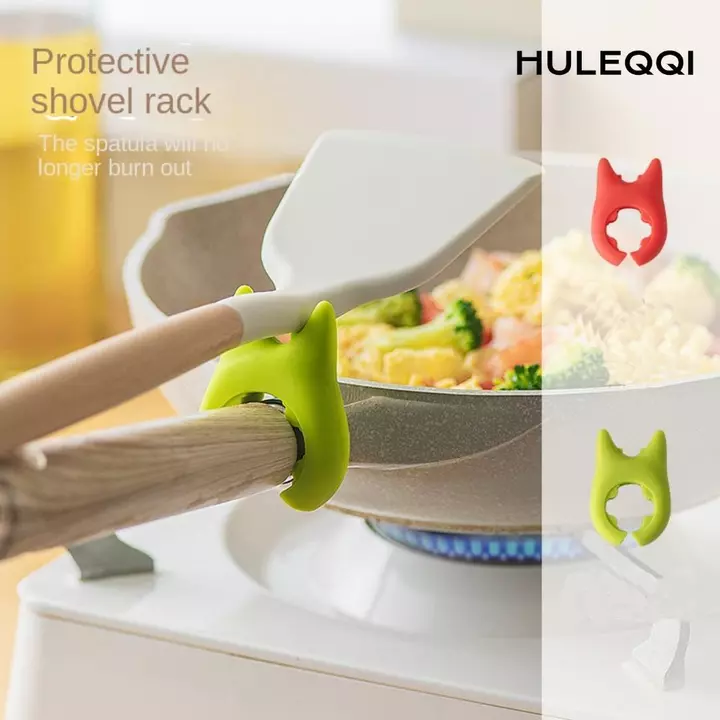 HULEQI Pan Side Scoop Kẹp, Dụng cụ nấu ăn chống bỏng Giá đỡ thìa Muỗng, Tiện ích gia đình chịu nhiệt tiện lợi Giá đỡ xẻng cạnh nồi Dụng cụ gia dụng nhà bếp