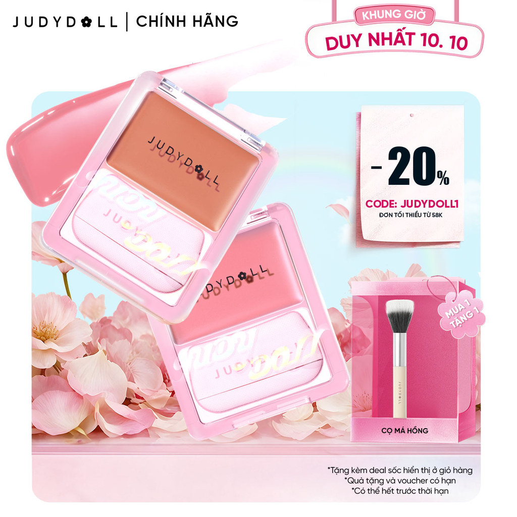 [NEW] JUDYDOLL Má Hồng Kem Glow Blush Balm Căng bóng Không vỡ nền Tự nhiên Lâu trôi 3g