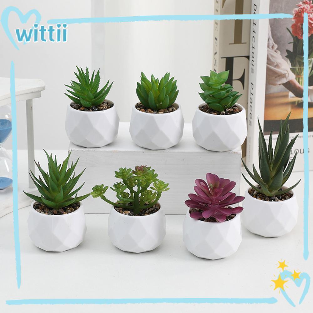 WITTII Artificial Succulent, Evergreen Plastic Succulents Bonsai, Mini ...