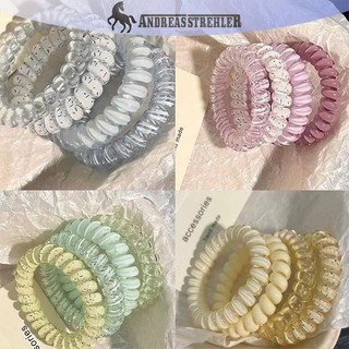 Onetimingfine 4 Dây Buộc Tóc Xoắn Ốc Nữ Dây Điện Thoại Dây Tóc Dây Đàn Hồi Dây Cao Su Scrunchies Mũ Phụ Kiện Tóc VN