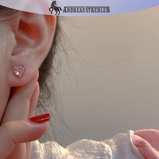 Onetimingfine 1 / 2 Cặp Sáng Hồng Zircon Giọt Nước Nơ Bông Tai Lãng Mạn Trái Tim Trang Sức VN