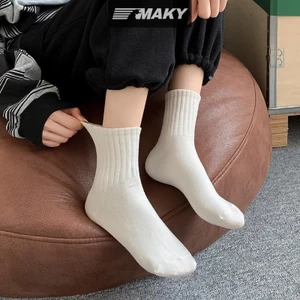 Newwellknownepic 1 Đôi Tất Ngắn Màu Trơn Cho Nữ Mùa Thu Cotton Thoáng Khí Mềm Giữa Ống Tất Thể Thao Thông Thường Bé Gái Mỏng Tươi Tất VN