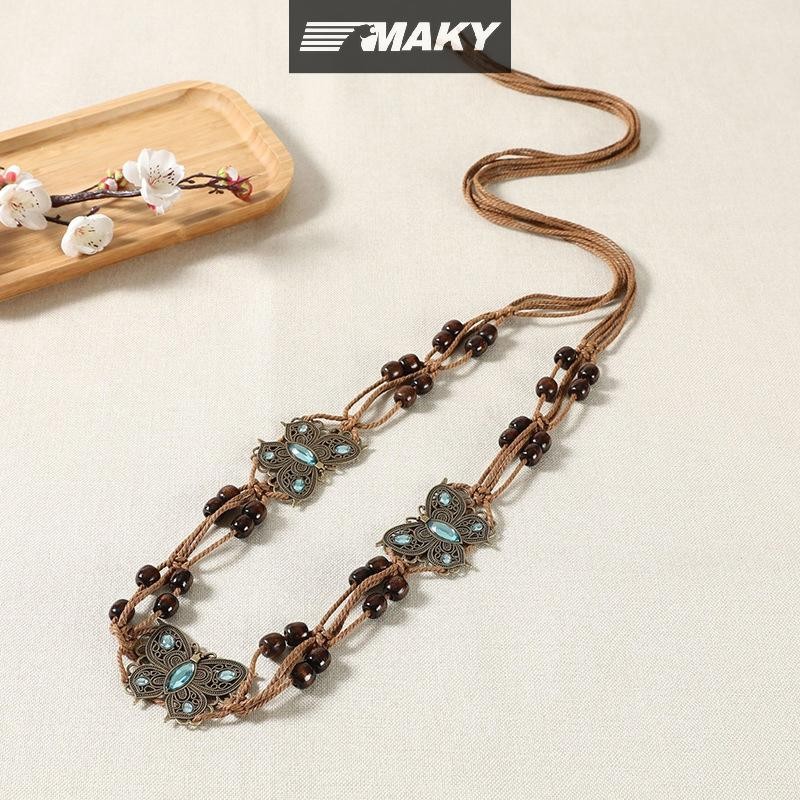 Newwellknownepic Phong Cách Bohemian Dệt Nước Phong Cách Dân Tộc Hạt Thắt Lưng Nữ Thường Ngày Kỳ Nghỉ Phong Cách Dây Thắt Lưng VN