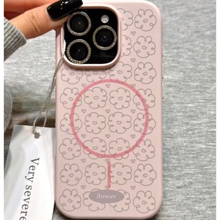Dây silicon toàn màn hình sang trọng Dây da hoa Giá đỡ từ tính Thích hợp cho iPhone17 Pro Max 16 15 14 13 Pro Max Bảo vệ Camera chống sốc Vỏ mềm chống rơi
