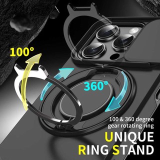 360°Ốp Nhẫn Xoay Được Cho iPhone 16 Pro Max 15 Pro Max 14 13 12 11 Pro 15 Plus 17 Pro Max Có Chân Đế Bảo Vệ Camera Len Vỏ Cứng Chống Sốc