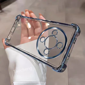 Ốp Điện Thoại Cho Honor X9d X9 d X9c 5G 2024 Vỏ Trong Suốt Chống Sốc Mạ Vuông Túi Khí Chống Rơi Bảo Vệ Ống Kính Máy Ảnh Phong Cách Mới Ốp Lưng