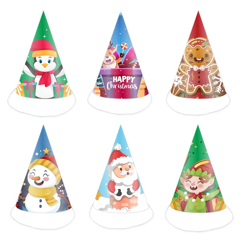 6 Chiếc Tiệc Giáng Sinh Mũ Giấy Tam Giác Nón Đạo Cụ Chụp Ảnh Ông Già Noel Giáng Sinh Trang Trí Nhà