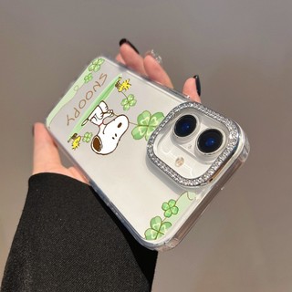 Ốp điện thoại trong suốt hình chú chó dễ thương Anime Snoopy cho Redmi Note 14S 12S 11S 10S 9S 14 13 12 11 Pro + 9 10 Pro Max 7 8 Pro 12T 11T Pro 12 Turbo Vỏ kim cương giả chống rơi