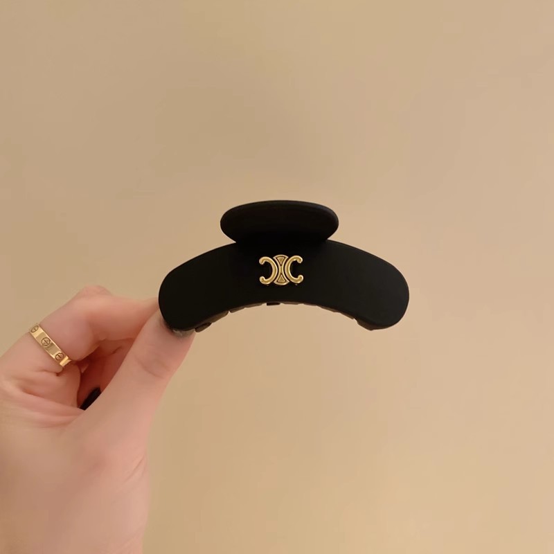 Kẹp Cá Mập Acrylic Mờ Ngọc Trai Màu Đen Hợp Thời Trang