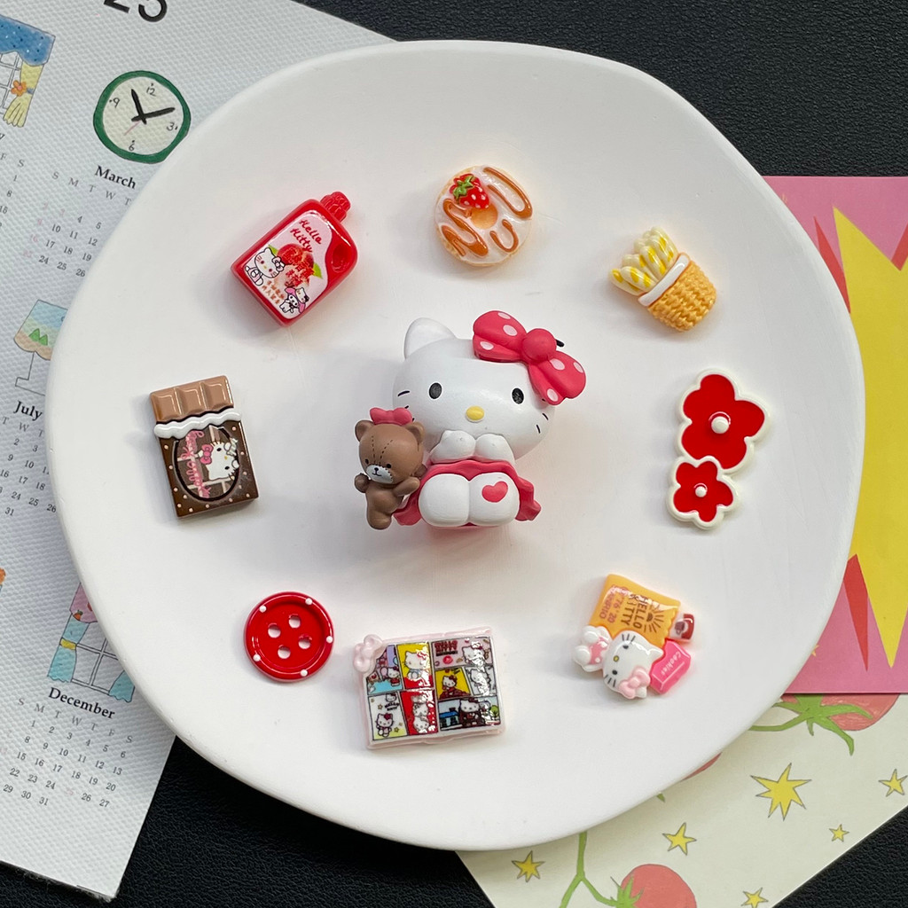 Hellokitty Phụ Kiện Giày Hoa Nâu Hoạt Hình Mèo Kitty, Cảm Giác Cao Cấp, Tương Thích Crocs, Dễ Thương, Có Thể Tháo Rời, Zhibixing Ins