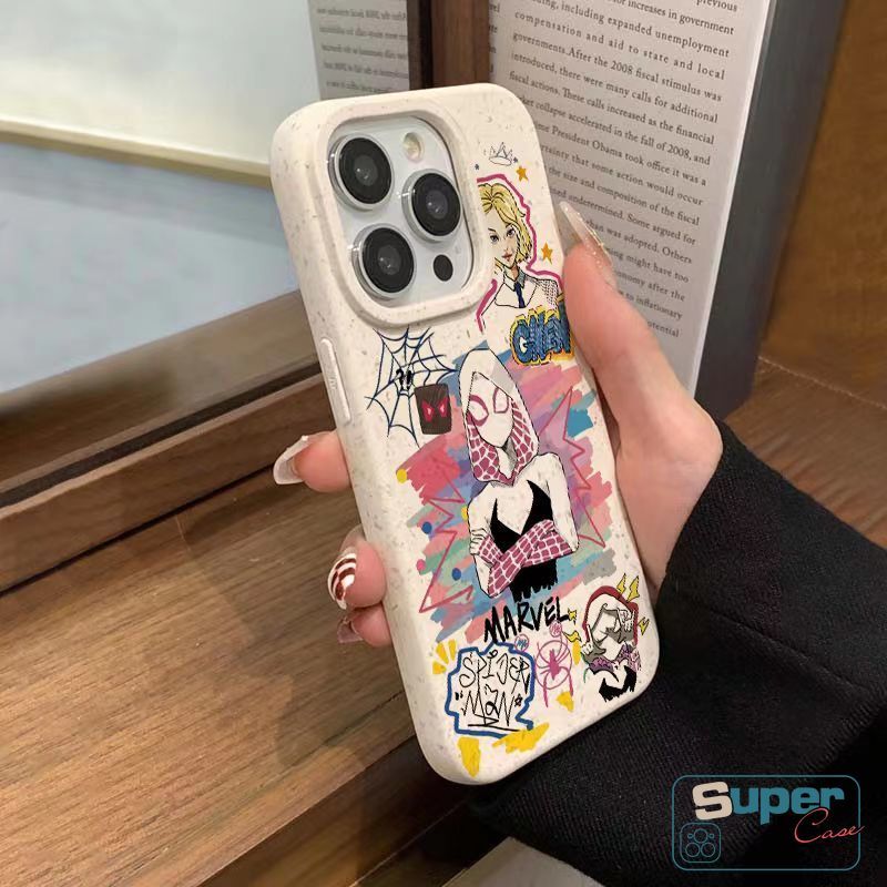Ốp Lưng Tương Thích Cho IPhone 16 11 15 13 17 14 12 Pro Max XR Air X XS Max 16 7 13 12 17 Pro 15 6 6s 16 8 14 Plus SE 2020 Cặp Đôi Thời Trang Cool Spider-Man Gwen Soft Bao da