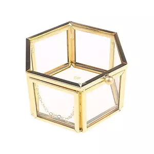 Flgo Hộp đựng trang sức trong suốt Hình lục giác Cao cấp Tuyệt đẹp Vintage Nhẫn Hộp có nắp để cầu hôn Lễ cưới đính hôn