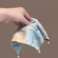 Dây buộc tóc khăn Satin màu xanh thanh lịch với giọt ngọc trai, nơ phong cách Van Gogh nghệ thuật dành cho nữ