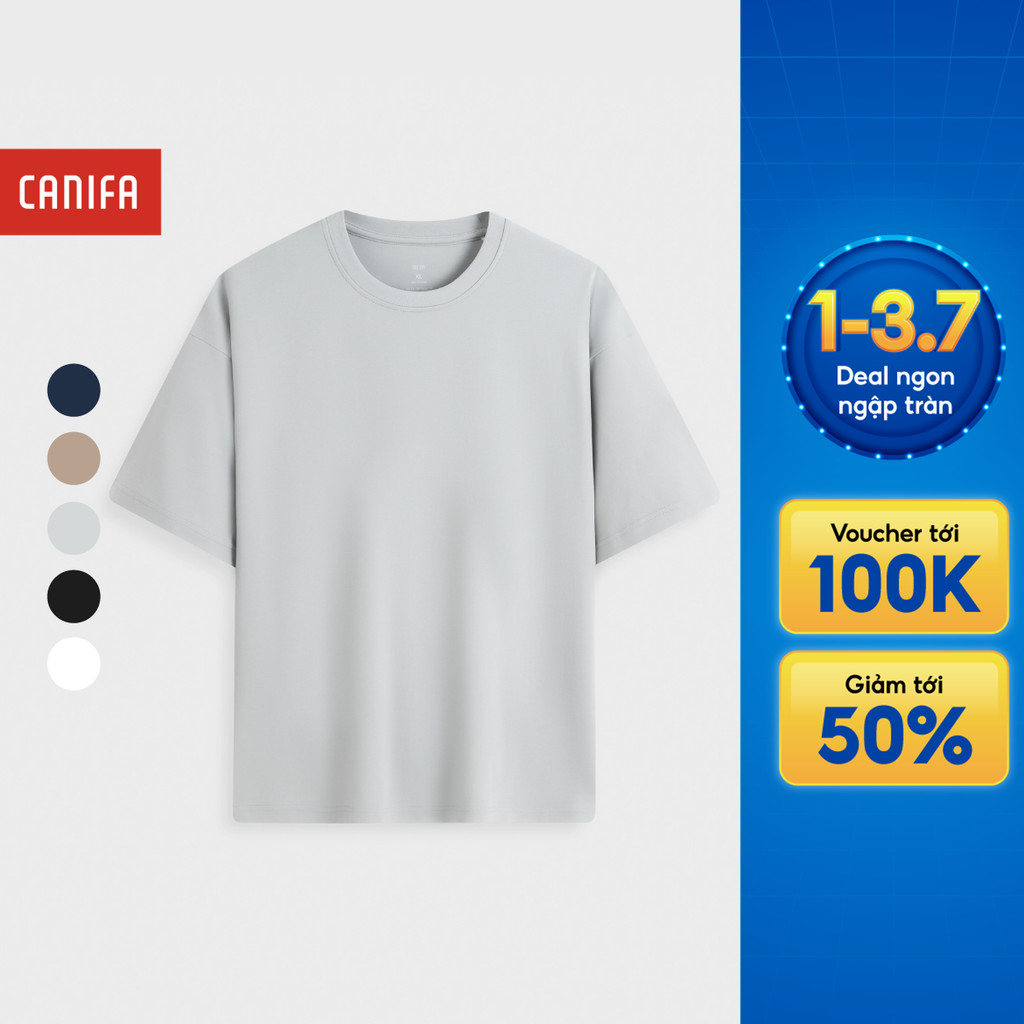Áo phông nam premium CANIFA áo thun chất cotton cao cấp dáng rộng basic 8TS26A003