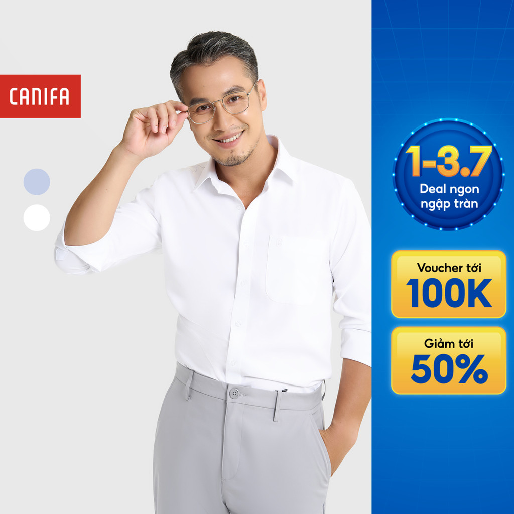 Áo sơ mi nam dáng ôm CANIFA dáng slimfit nano thấm hút tốt 8TH25W004